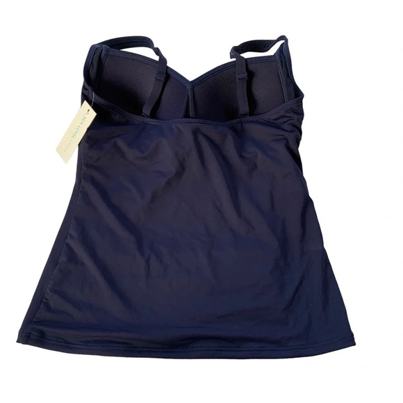 Sea Level Twist Front Multifit Tankini Swim Top Navy Size 8 NWT - Picture 4 of 10